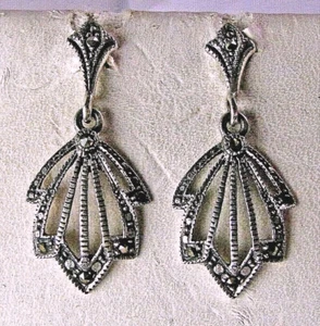 Pendientes colgantes de plata esterlina vintage perforados 0348 - Imagen 1 de 2