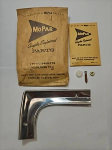 1963 Plymouth Savoy Left Rear Lower Window Corner Chrome Molding 2448479 NOS - Picture 1 of 5