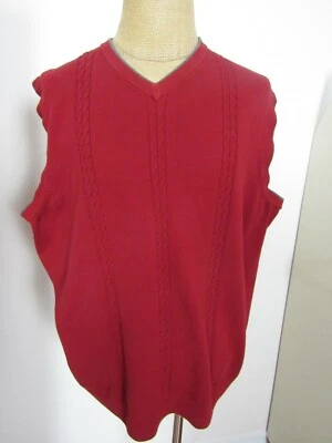CHALECO SUÉTER SIN MANGAS DE ALGODÓN ROJO/GRIS ESLABONES CIPRÉS, TALLA 3XT Foto 1 de 4