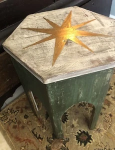 Handmade Side Table dark Academia Cathedral Arch Oak Top Whimsical Eclectic - Picture 1 of 23