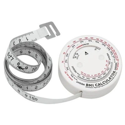 便于使用 BMI测量带 可伸缩测量工具 饮食管理带 体重监测工具 一键回缩功能 便携式 可用于多部位测量 轻巧设计 适合自我测量 锁定测量功能 - Image 1 of 4