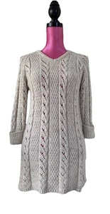 M&S INDIGO COLLECTION .. Oatmeal Wool Blend Long Length 3/4 Sleeve Jumper Sz 10 - Picture 1 of 6