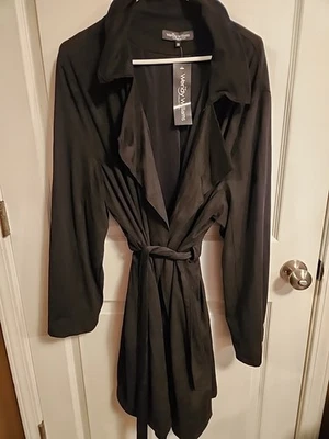 Gabardina de mujer Wendy Williams negra 2x imitación gamuza Foto 1 de 4