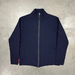 Prada Made In Italy Wool Full Zip Up Sweater Blue 50 - Picture 1 of 9