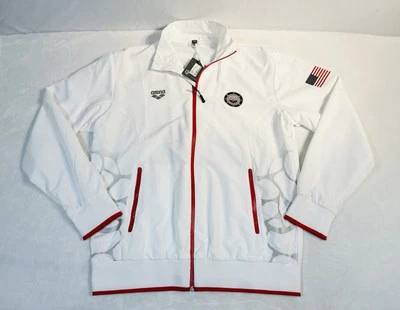 Arena USA 游泳 2XL 全拉链白色夹克全新带标签 — 第 1/4 张图片