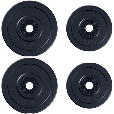 HOMCOM Set 4 Dischi Pesi per Bilanciere Peso Totale 30kg, 2x5kg e 2x10kg, Nero - Immagine 1 di 4