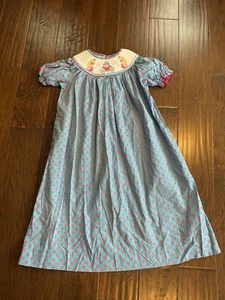 Little Girls Banana Split Smocked Cinderella Dress Size 6 READ Defect - Picture 1 of 11