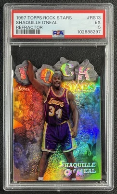 SHAQUILLE O'NEAL PSA 5 1997-98 TOPPS #RS13 ROCK STARS REFRACTOR LAKERS 297 - Image 1 of 2