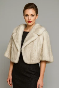 Rare Vtg 50s Stewart's Gray Mink Fur Capelet Monogrammed Bridal Quiety Luxury - Picture 1 of 11