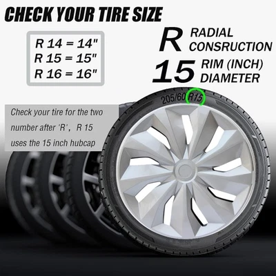 4PC 15" Tire wheel rim cover for protecting the hub for 2009-2020 Honda Fit - Image 1 of 4