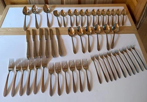 51 Piece Lot Oneida Dinner Flatware Set Mooncrest Glossy Stainless Steel Serving - Picture 1 of 9