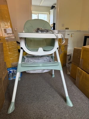 🌿 3-in-1 Convertible Baby High Chair with Tray – Mint Gre - Image 1 of 4