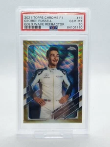 2021 Topps Chrome Formula 1 F1 GEORGE RUSSELL Gold Wave Refractor /50 PSA 10 - Picture 1 of 5