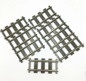 LEGO System Train Track Straight Rails 8 Pc. Set 4515 9V Vintage Old Dark Gray - Picture 1 of 6