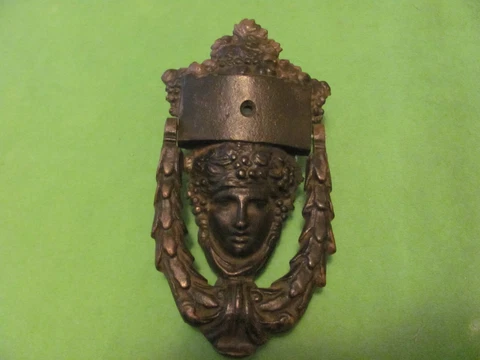 Antique/Vintage French Athena Face Cast Iron door knocker. 4 2.5" X 8.5" Cover