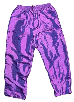 Vintage Purple Nylon Polyester Windbreaker Pants Pockets 90's Large Unisex - Image 1 of 4