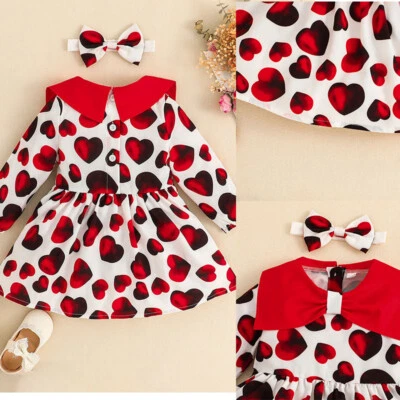 Newborn Baby Girls Floral Ribbed Romper Dress Headband Outfits Set Clothes US - Image 1 of 4