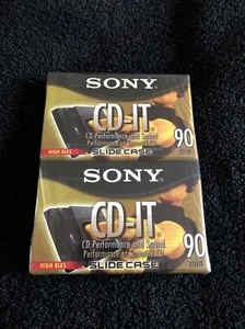 SONY CD-IT BLANK AUDIO CASSETTE TAPES 90 MINUTE SLIDE CASE TWO HIGH BIAS NEW - Picture 1 of 2