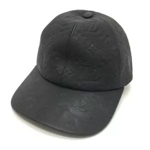 LOUIS VUITTON MP2605 Monogram Newsboy cap 1.1 Leather Cap Hat Black - Picture 1 of 8
