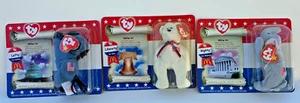 McDonalds Ty Teenie Beanie Babies AMERICAN TRIO DONKEY BEAR ELEPHANT 2000 - Picture 1 of 7