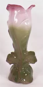 Victorian Rose Petals Bud Vase Porcelain Mauve & Green A Beauty - Picture 1 of 6