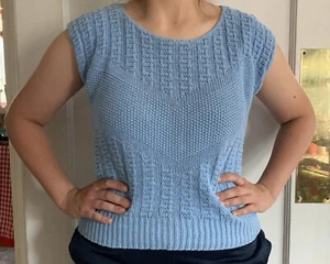 Vintage Western Sportswear Womens Med Lightweight Knit Sleeveless Top Light Blue - Picture 1 of 9