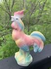 Vintage MCM Hand Painted Porcelain Pastel Rooster Chicken Country Farm 9”T