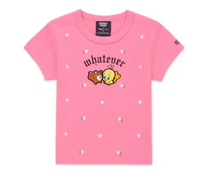 T-shirt donna Teddy Fresh Looney Tunes rosa nuova - Foto 1 di 9