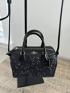 Neu mit Etikett Coach Micro Mini Bennett Stern Glitzer Umhängetasche Umhängetasche schwarz - Bild 1 von 8
