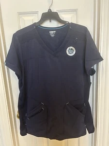 Scrubstar 2XL Women’s Navy Scrub Top With Pockets, Short Sleeve V Neck - Picture 1 of 6