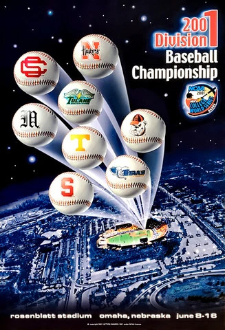 NCAA Baseball COLLEGE WORLD SERIES 2001 Omaha Official Event 24x36 Wall POSTER Cover