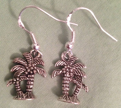 棕榈树耳环 - 锡带纯银耳线 (GP 应要求提供) — 第 1/4 张图片