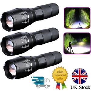 90000LM Police  LED Torch Super Bright Zoom Flashlight Powerful Camping Lamp - Picture 1 of 15