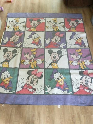 Винтажное одеяло Disney Mickey Mouse Minnie Donald Goofy 76 x 86 цветной блок - Изображение 1 из 4