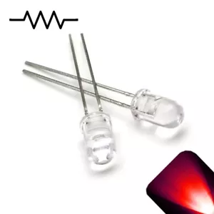 100 x 12v 5mm Luz LED Rojo Ultra Brillante Resistencia Interna 5v-15v 9v 6v 14v 7 no - Imagen 1 de 2