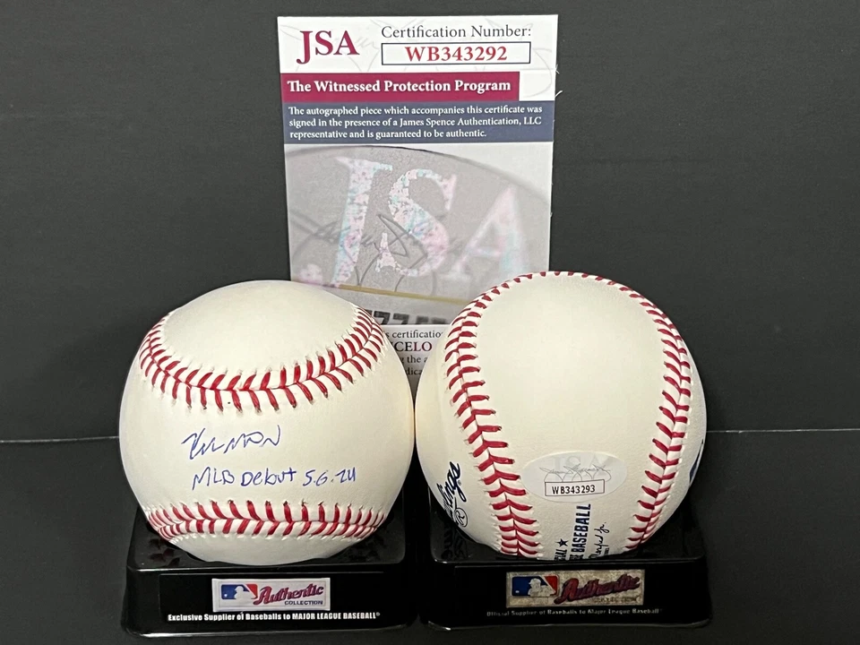 Kyle Manzardo Cleveland Guardians Signed Baseball JSA Witness COA MLB Debut - Image 1 of 1