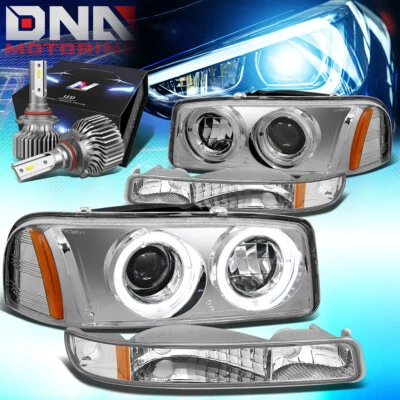 PARA 1999-2007 GMC SIERRA 2X FAROL PROJETOR HALO COM KIT LED ESTILO FINO CROMADO - Imagem 1 de 4