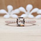 0.87 Ct Emerald Salt And Pepper Diamond Ring 14K Rose Gold Engagement Gift Ring