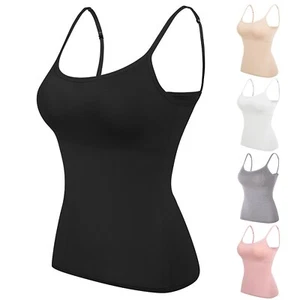Ladies Adjustable Camisoles Women Basic Undershirt Spaghetti Strap Tank Top Vest - Picture 1 of 26
