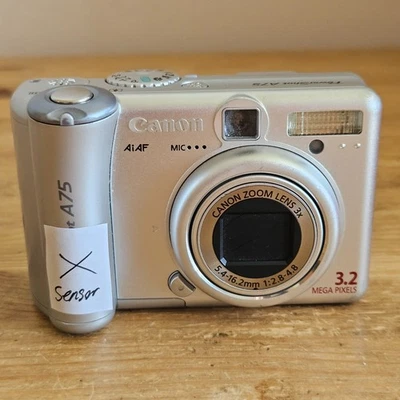 Canon PowerShot A75 3.2MP Digital Camera Silver - FOR PARTS / REPAIR - Image 1 of 4