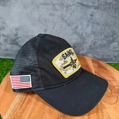New Era Black Saints NFL Camuflado Parche Camionero Sombrero Saludo al Servicio Snapback Para Hombres Foto 1 de 4
