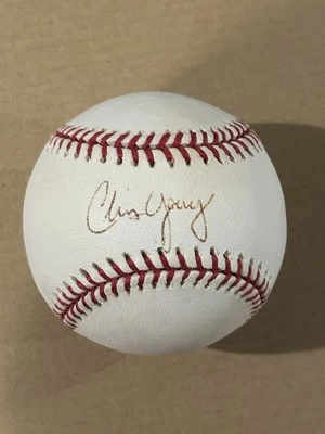 Chris Young Autografiado Firmado OML Béisbol Rangers Padres Mets Reales Princeton Foto 1 de 4