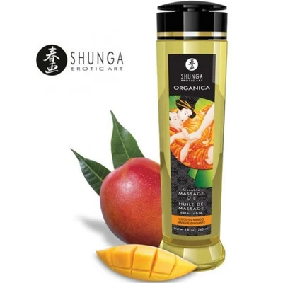 SHUNGA Huile de Massage érotique Comestible Goût Mangue 240 ml - Photo 1/3