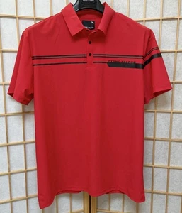 Stone Falcon Mens Polo Shirt XL Red/Black Snap Buttons Faux Leather Stripes NWT - Picture 1 of 10