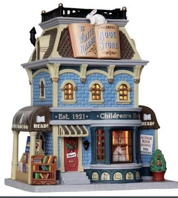 Lemax White Rabbit Book Store #25388 Christmas Village raro con caja/espuma 2012 Foto 1 de 2