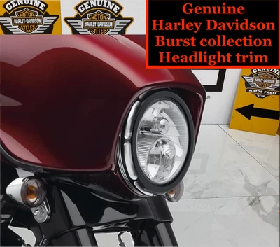 Genuine Harley Touring Batwing Road King Burst Collection 7" Headlamp Trim Ring - Image 1 of 4