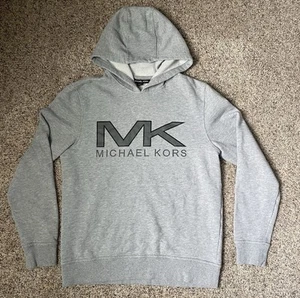 Michael Kors Hoodie Unisex Size Medium Gray Logo Pullover Fleece - Picture 1 of 6