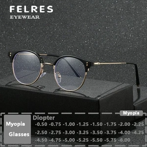 Metal Anti Blue Light Nearsighted Glasses Women Round Fashion Myopia Glasses Hot - Picture 1 of 27