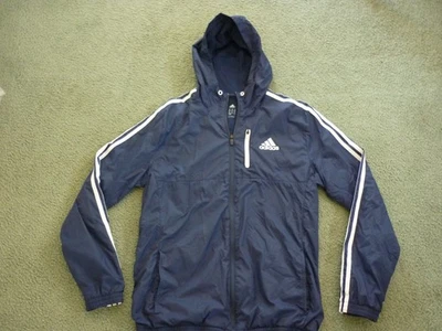 CHAQUETA CORTAVIENTOS ADIDAS CREMALLERA COMPLETA MUJER 3 RAYAS CON CAPUCHA AZUL MARINO TALLA M Foto 1 de 4