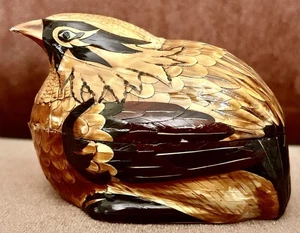 Chinese Zhejiang Bird Jewelry Trinket Box Wooden Bamboo? 5” x 3.5” - Picture 1 of 8
